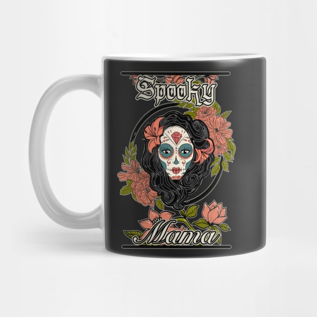 Spooky Mama, Floral Sugar Skull Girl, Day of the dead, Halloween by Redmanrooster